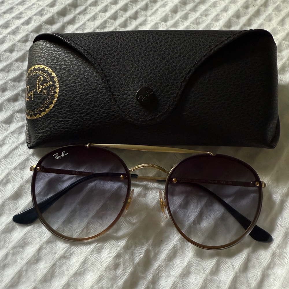 Ray-Ban Gold Frame Sunglasses with Black Case